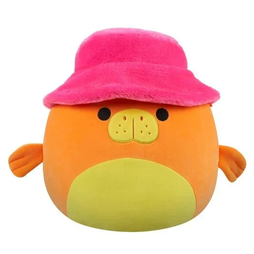 Squishmallow 16 Inch Barkev the Manatee with Fuzzy Bucket Hat Plush Toy