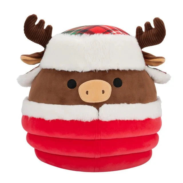 Squishmallow 12 Inch Maurice the Moose with Red Puffer Jacket Christmas Plush Toy