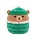 Squishmallow 8 Inch Stokely the Bear with Green Puffer Jacket Christmas Plush Toy