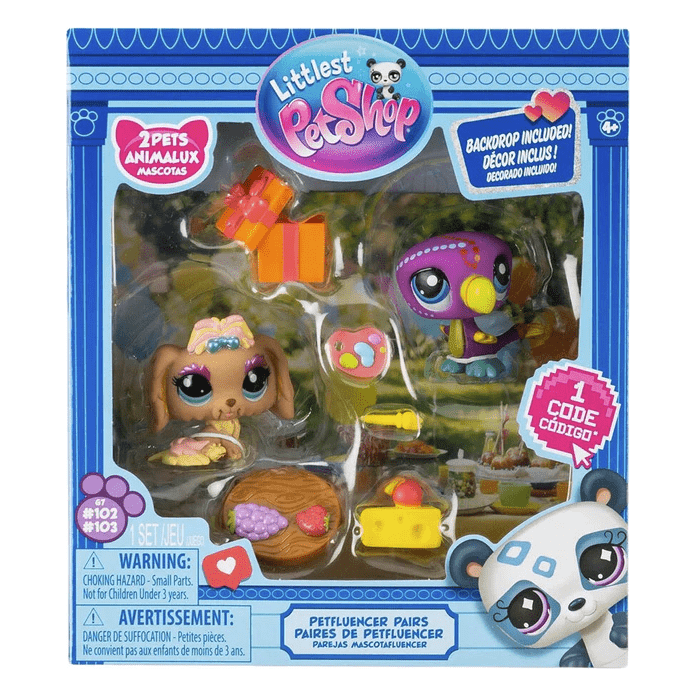 Littlest Pet Shop Gen 7 Petfluencer Pairs Garden Party Play Set - Dog #102 and Toucan #103