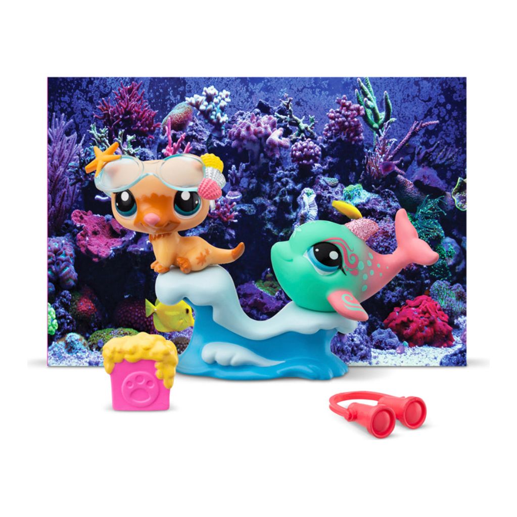 Littlest Pet Shop Gen 7 Petfluencer Pairs Shel-fie Fun Play Set - Dolphin #46 and Otter #47