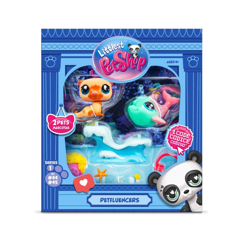 Littlest Pet Shop Gen 7 Petfluencer Pairs Shel-fie Fun Play Set - Dolphin #46 and Otter #47