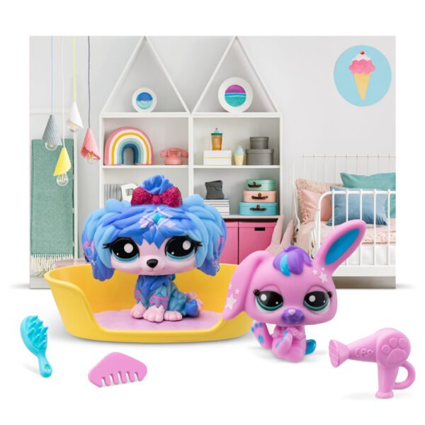 Littlest Pet Shop Gen 7 Petfluencer Pairs Super Salon Play Set - Dog #48 and Bunny #49