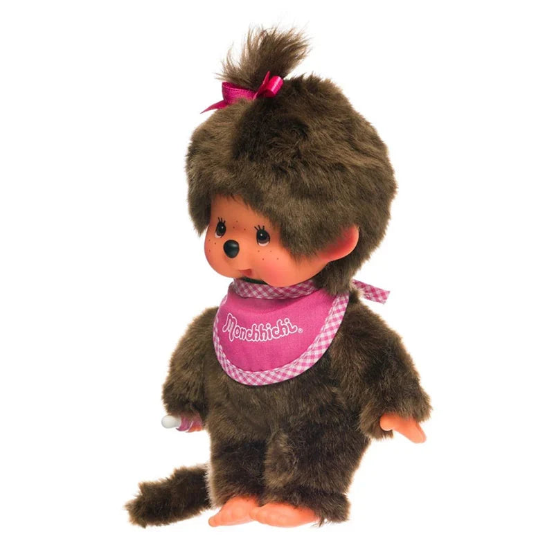 Monchhichi 8 Inch Classic Girl Plush Toy - Pink Bib